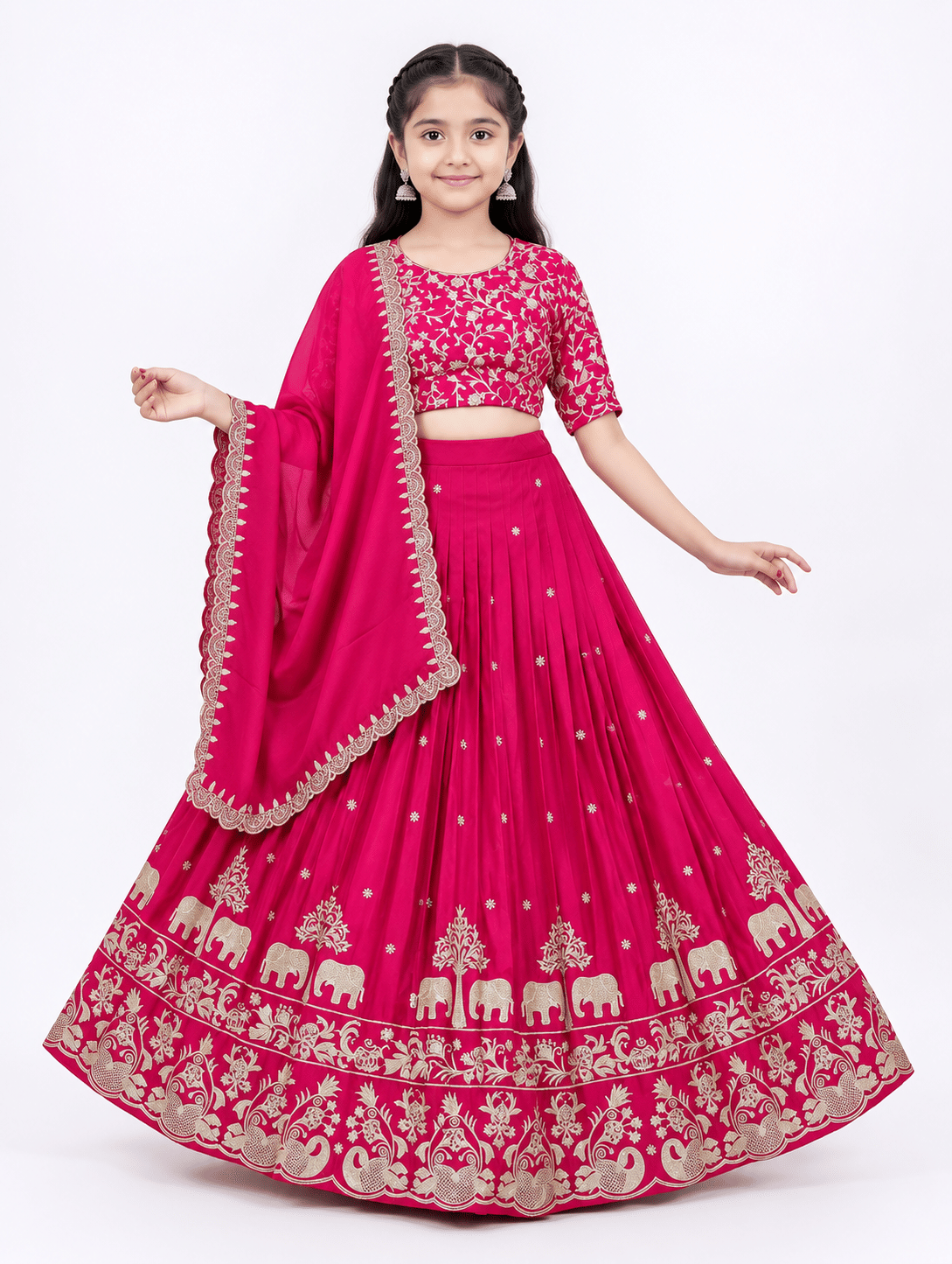 Silk Lehenga Choli Set For Girls ( Pack of 1 , Pink ) - Image 4
