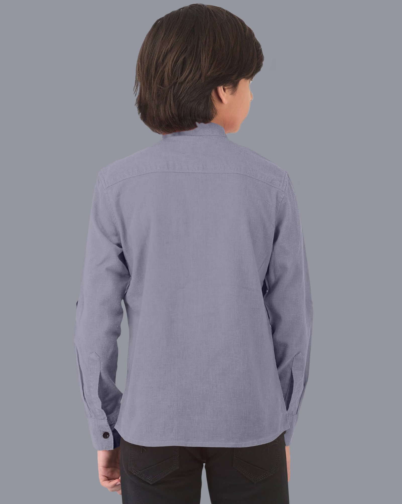 Ethnic Trendz Boys Cotton Blend Solid Pattern Kurta ( Grey , Pack of 1 ) - Image 2