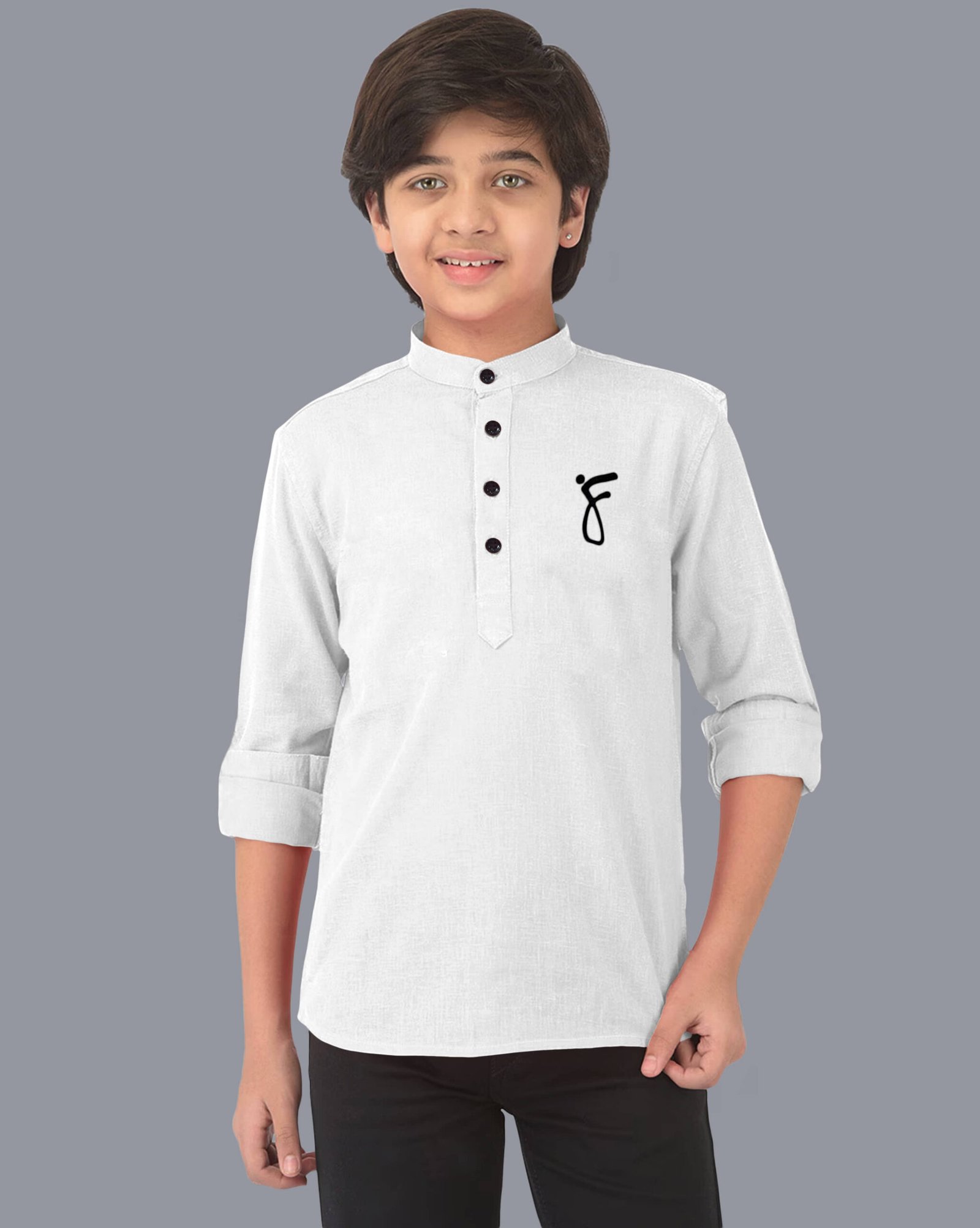 Ethnic Trendz Boys Cotton Blend Solid Pattern Kurta ( White , Pack of 1 )