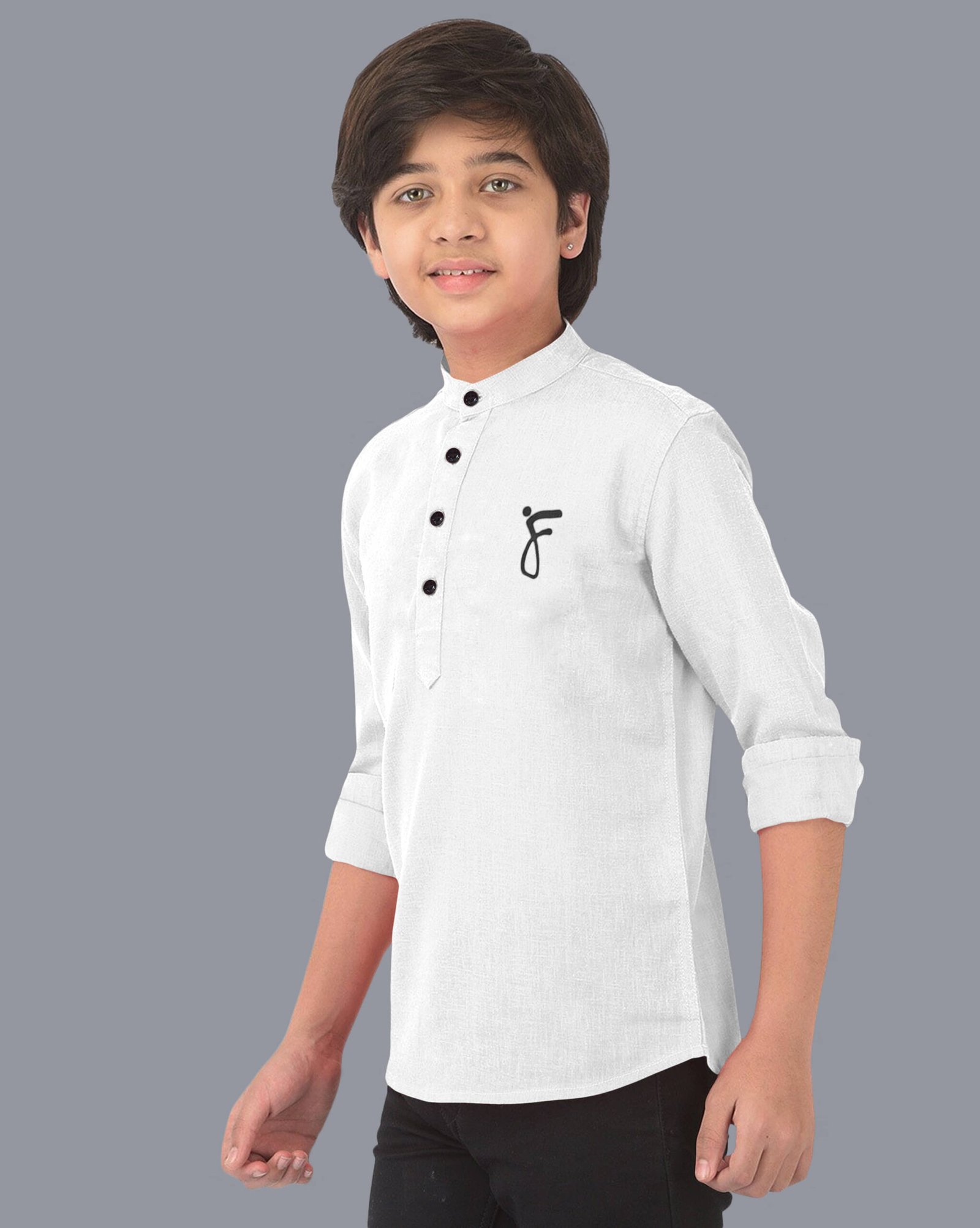 Ethnic Trendz Boys Cotton Blend Solid Pattern Kurta ( White , Pack of 1 ) - Image 4