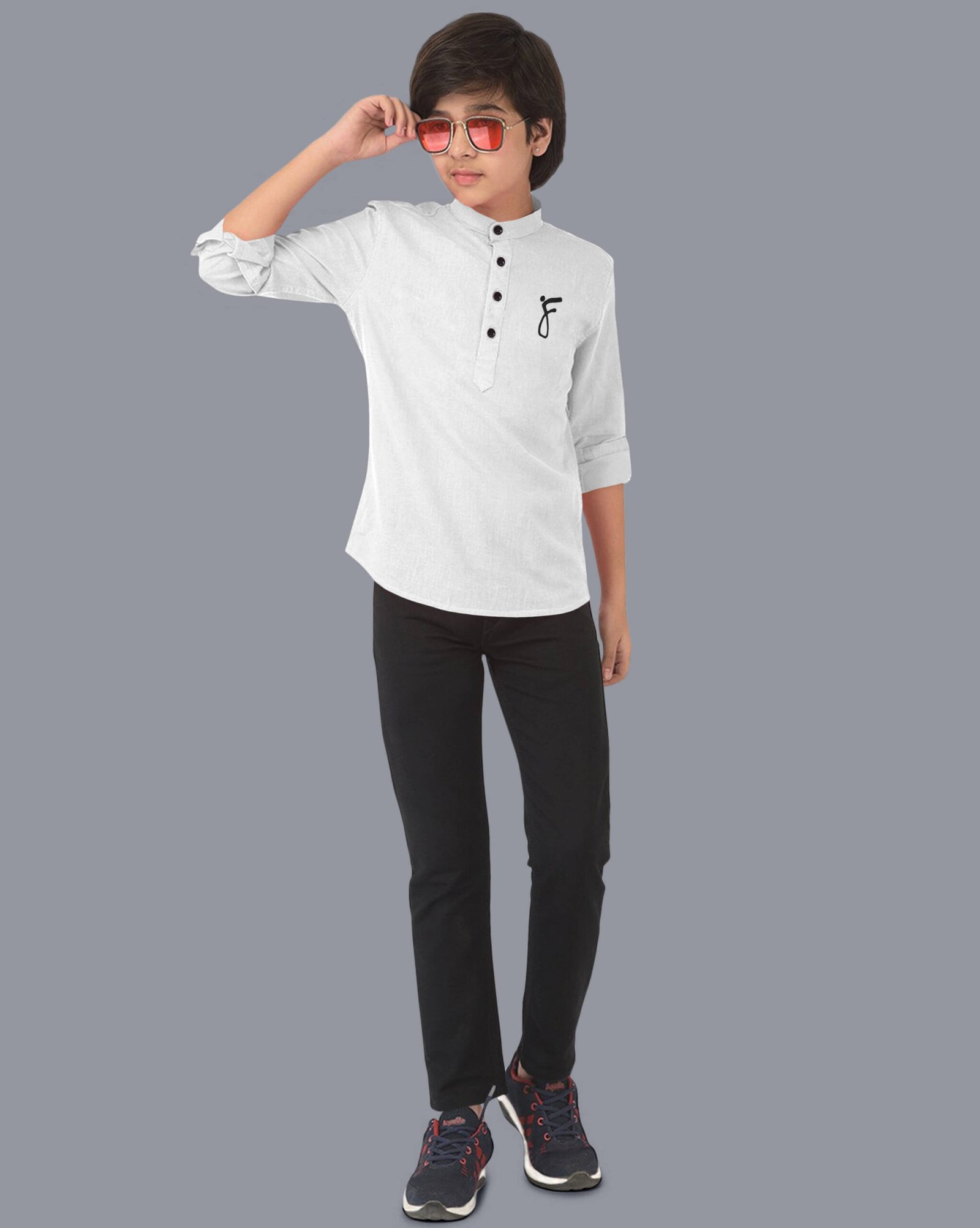 Ethnic Trendz Boys Cotton Blend Solid Pattern Kurta ( White , Pack of 1 ) - Image 5