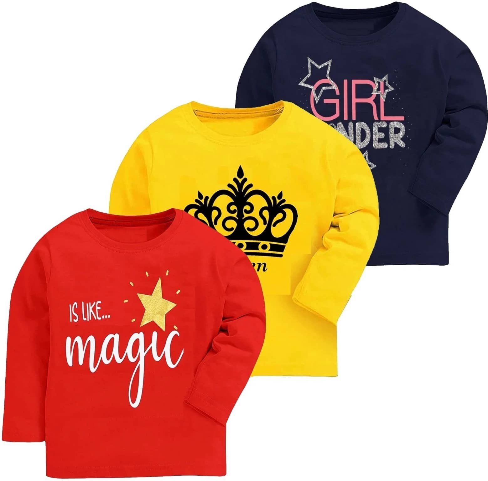 Eye Water Pack of 3 Girls Cotton Blend T-Shirt ( Multicolor )