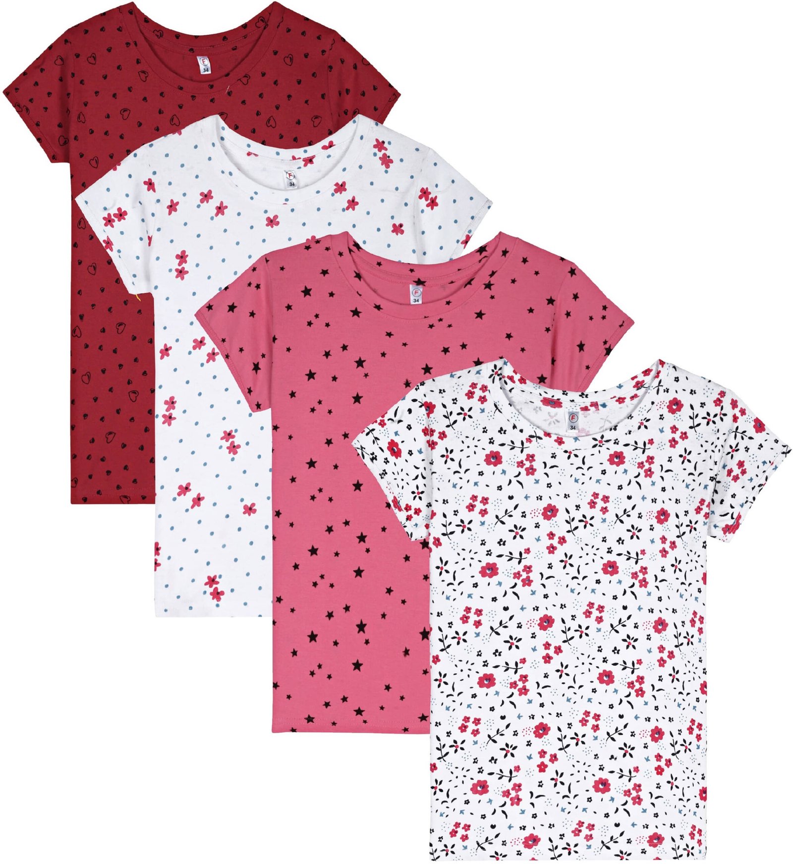 Eye Water Pack of 4 Girls Cotton Blend T-Shirt ( Multicolor )