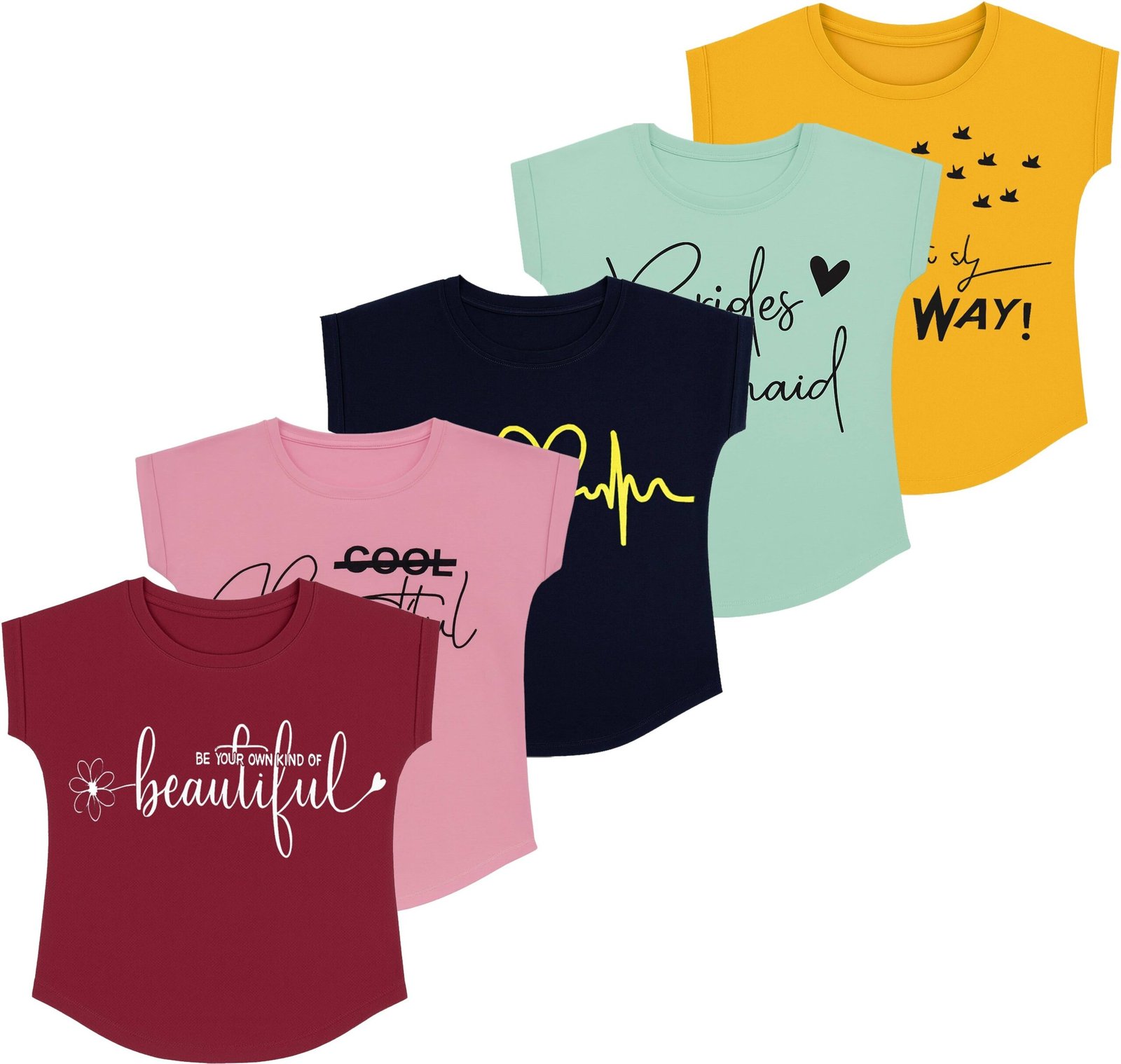 Eye Water Pack of 5 Baby Girls Cotton Blend T-Shirt ( Multicolor )