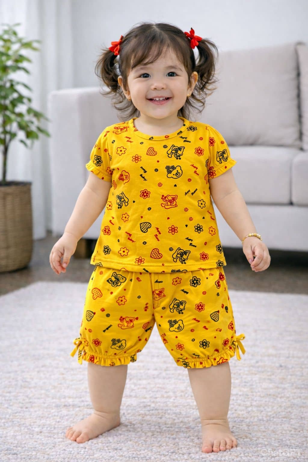 Ezeeslevees Girls Cotton T-shirt & Shorts Set ( Multicolor , Pack of 5 ) - Image 4