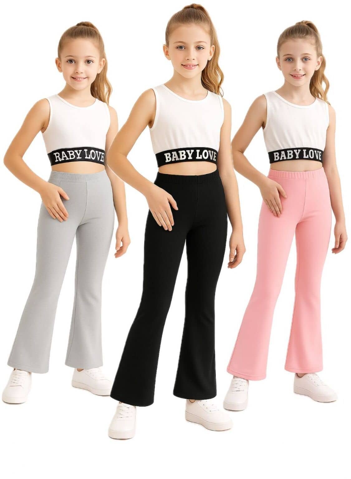Ezeeslevees Pack of 3 Girls Cotton Spandex Trackpants ( Colors )