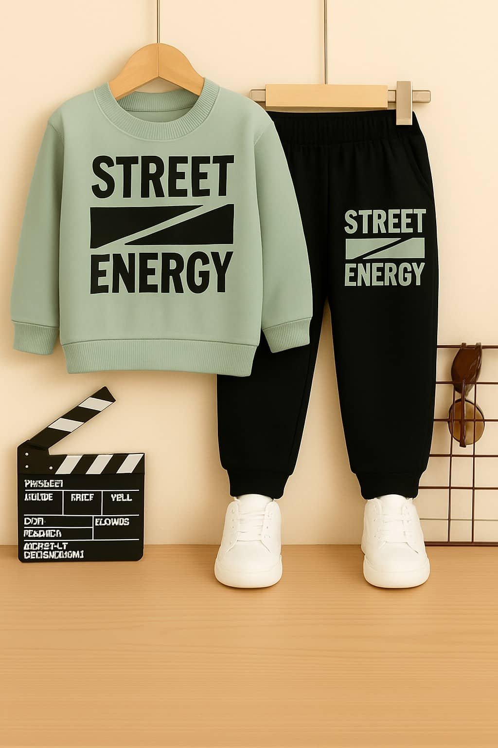 Boys Cotton Blend T-Shirt & Pants Set ( Mint Green , Pack of 1 )