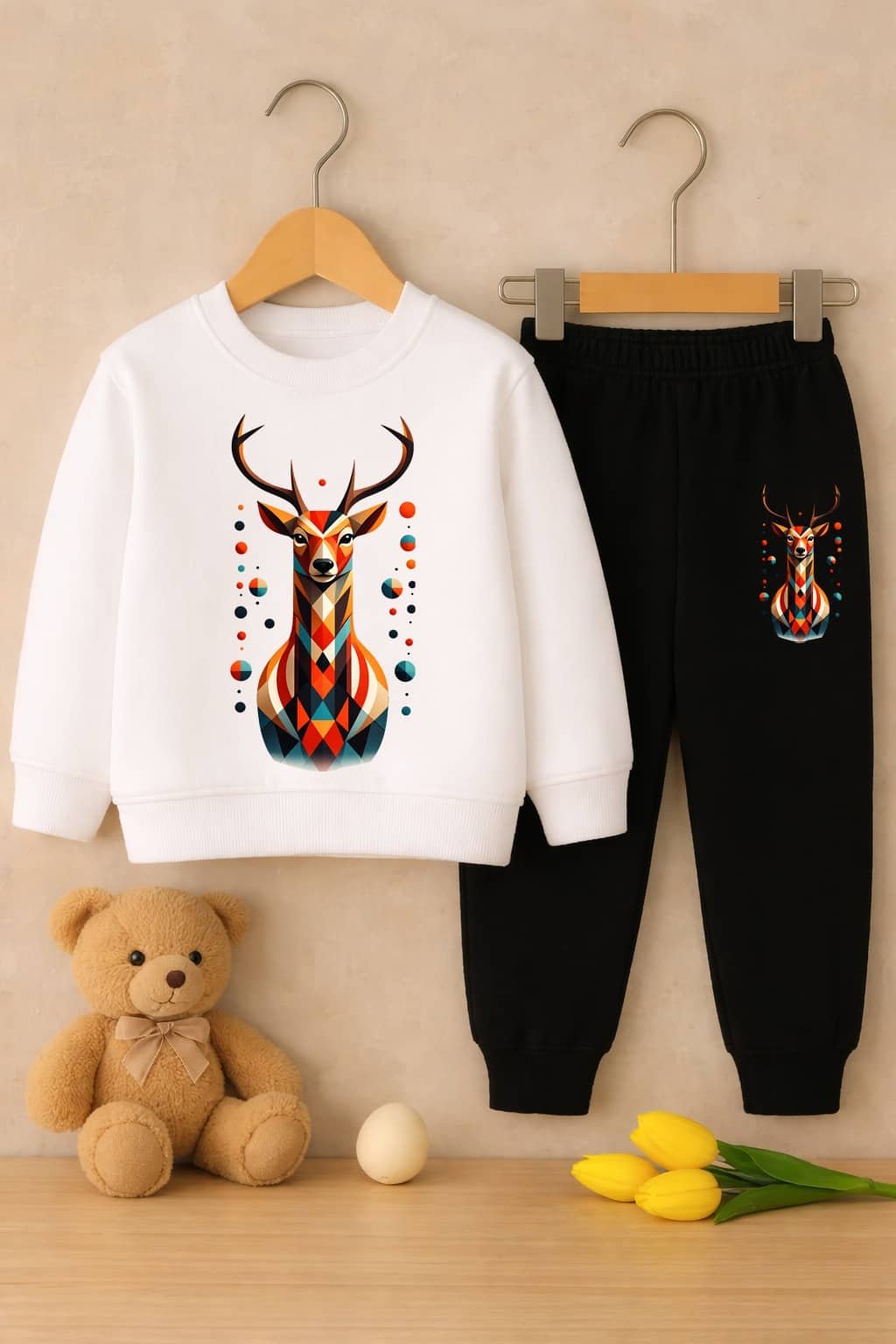 Boys Cotton Blend T-Shirt & Pants Set ( White , Pack of 1 )