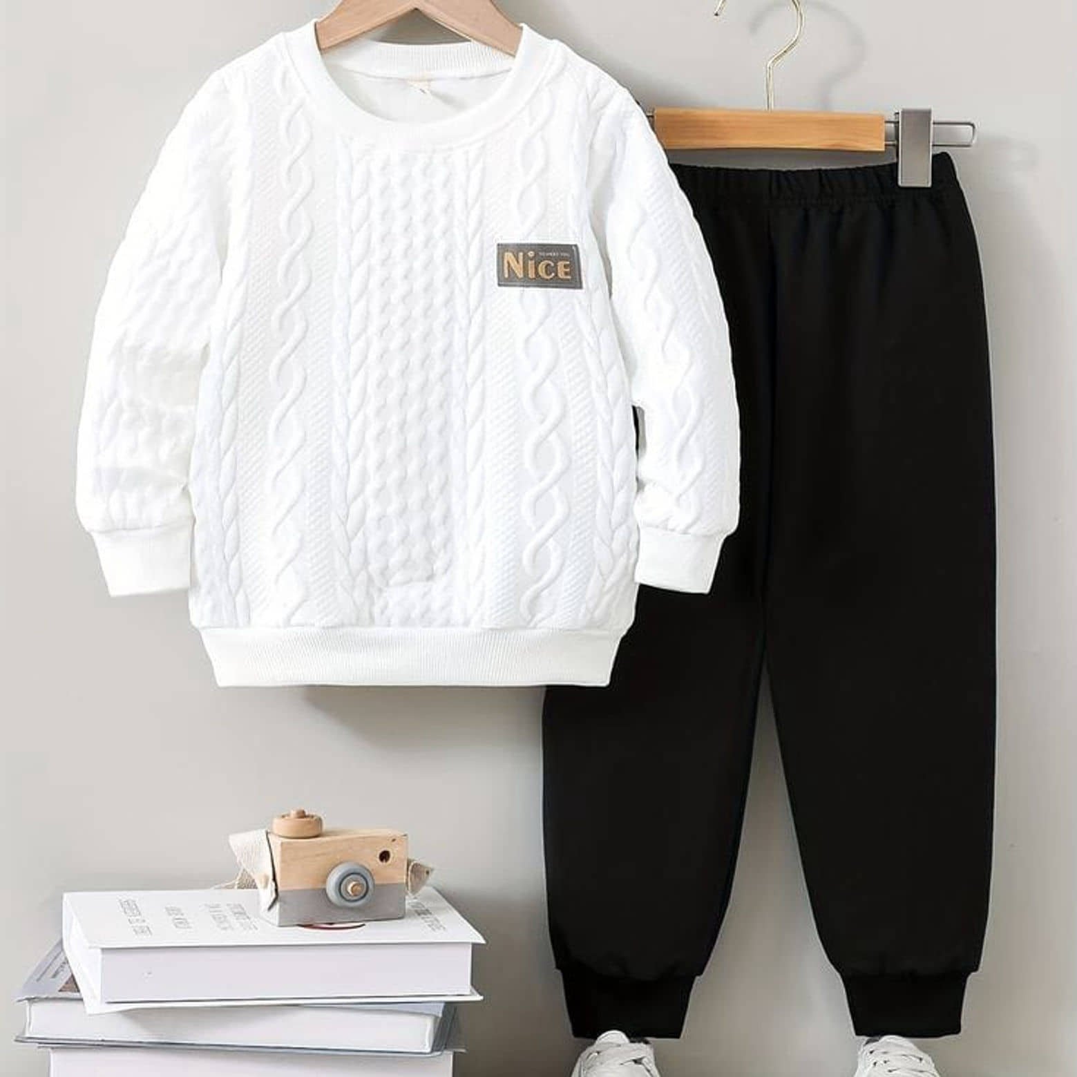 Cotton Blend Self Design T-shirt With Capris Co-Ord Set For Boys ( Black )