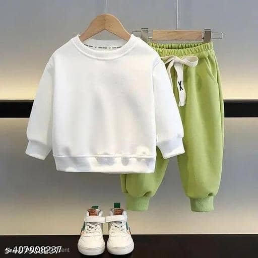 Pack of 1 Unisex Hosiery Sweatshirt & Trackpant Set ( White ) - Image 2
