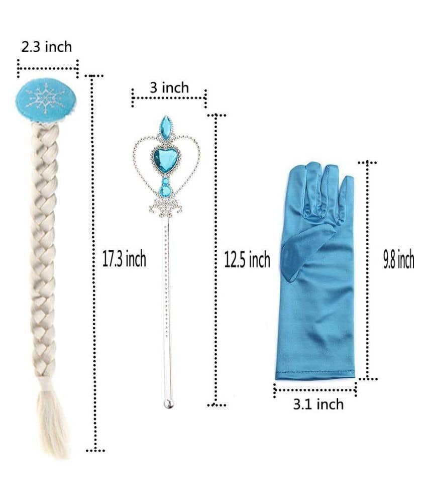 Princess Fairy Dress Set - Head Gear Tiara, Crown, Wand, Gloves, Braid Hair Wig - Image 2