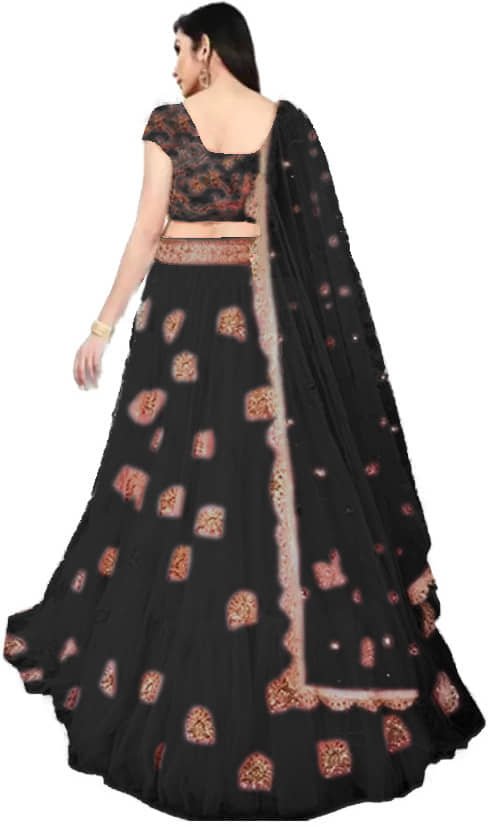 Net Lehenga Choli Set For Girls ( Pack of 1 , Black ) - Image 2