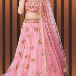 Net Lehenga Choli Set For Girls ( Pack of 1 , Pink )