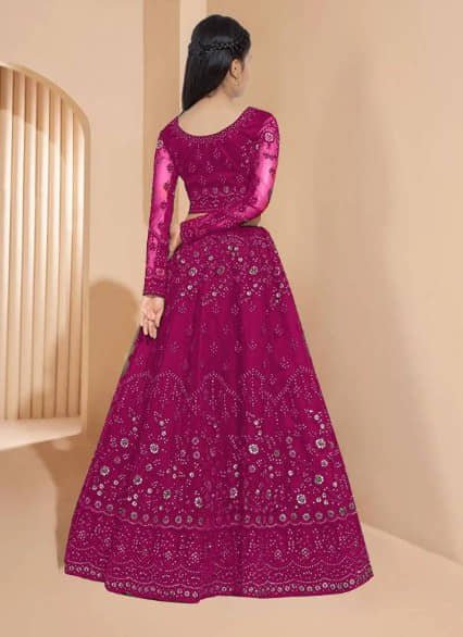 Net Lehenga Choli Set For Girls ( Pack of 1 , Purple ) - Image 2