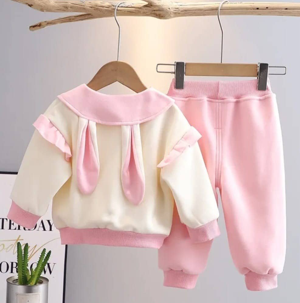 Fahad Girls Cotton Blend T-shirt & Pants Set ( Pink , Pack of 1 ) - Image 2
