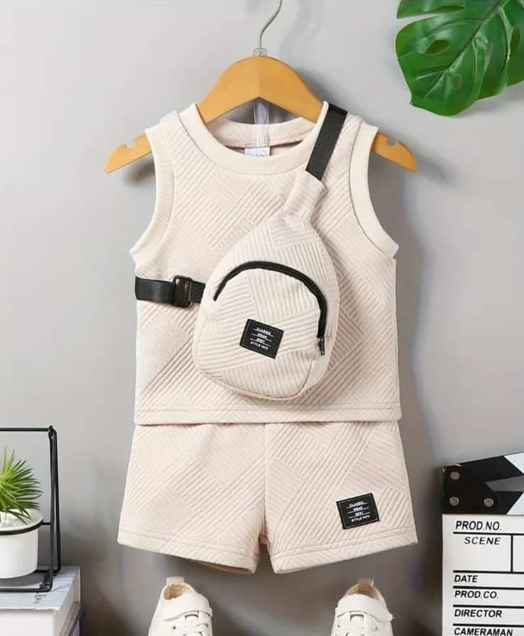 Fahad Unisex Cotton Blend T-Shirt & Shorts Set ( Off White , Pack of 1 )