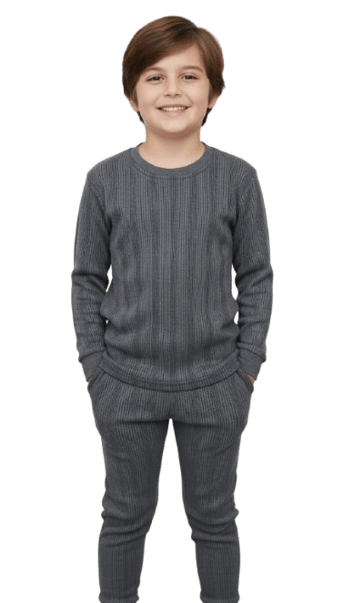 Funahme Pack of 1 Baby Boys Polyester Thermal Sets ( Grey )