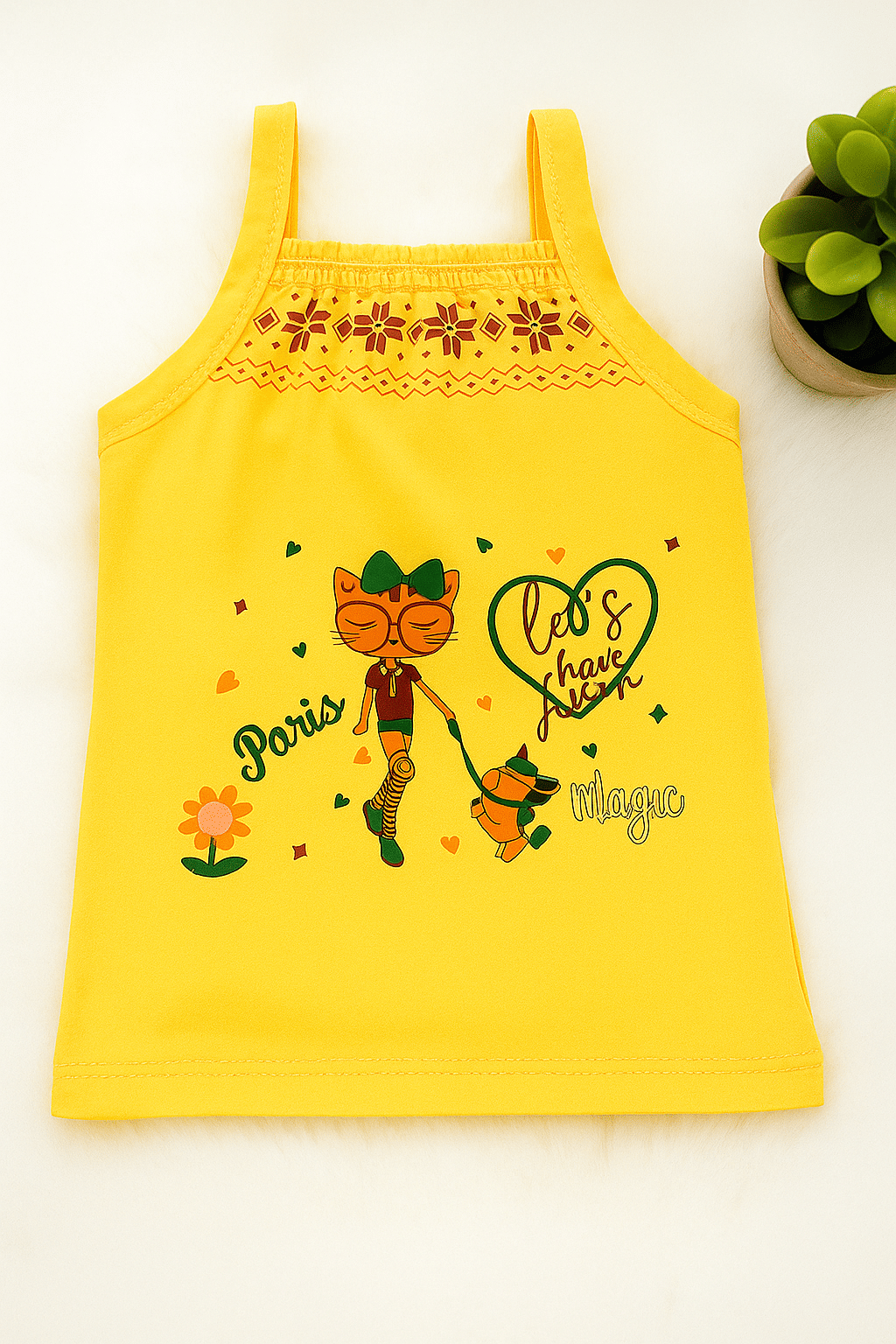 Beauty Pack of 3 Girls Cotton Camisoles ( Multicolor ) - Image 3