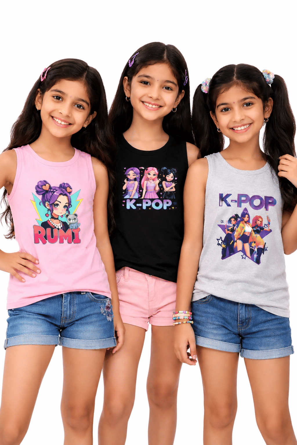 Pack of 3 Girls Cotton Blend T-Shirt ( Multicolor )