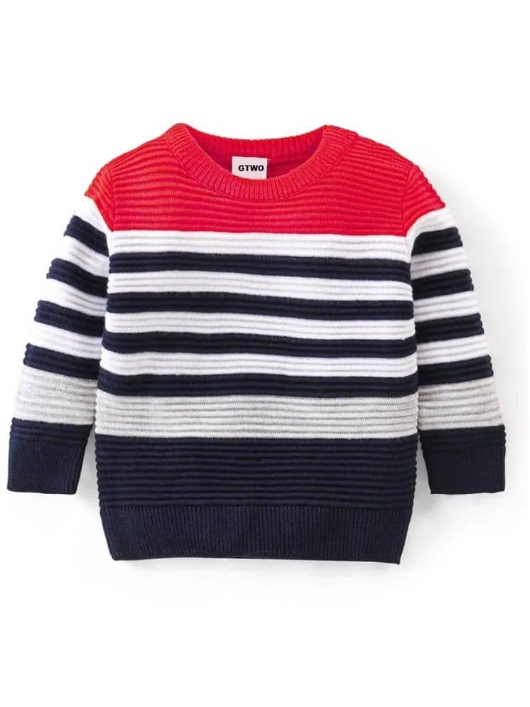 GTwo Pack of 1 Boys Woollen Blend Pullover Sweater ( Red & Black )