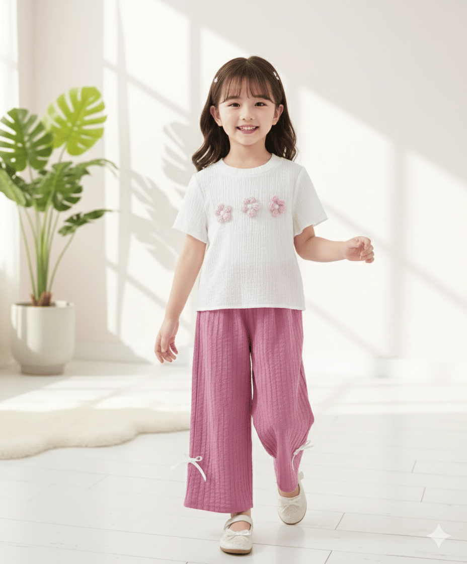 Ganesh Collection Pack of 1 Girls Cotton Blend T-shirt & Pants ( Pink ) - Image 3