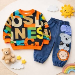 Googo Gaaga Pack of 1 Boys Cotton Sweatshirt & Trackpant Set ( Orange )