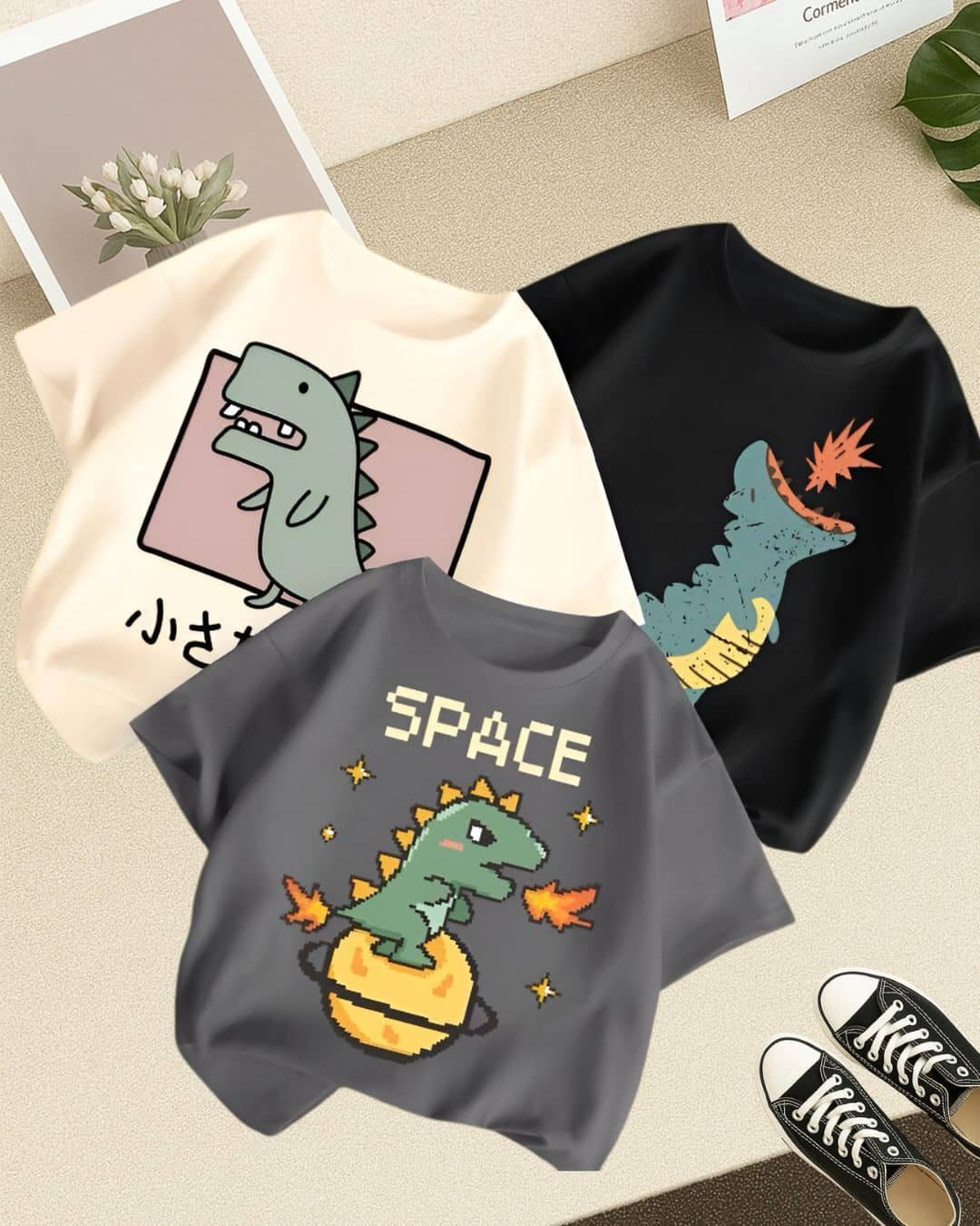 Googo Gaaga Pack of 3 Baby Boys Cotton Blend T-Shirt ( Grey )
