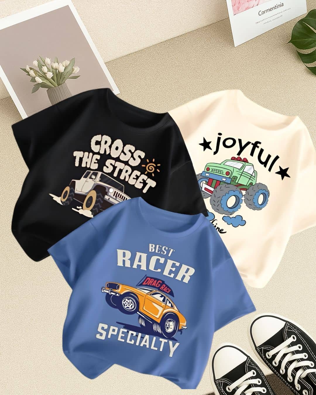 Googo Gaaga Pack of 3 Baby Boys Cotton Blend T-Shirt ( Blue )
