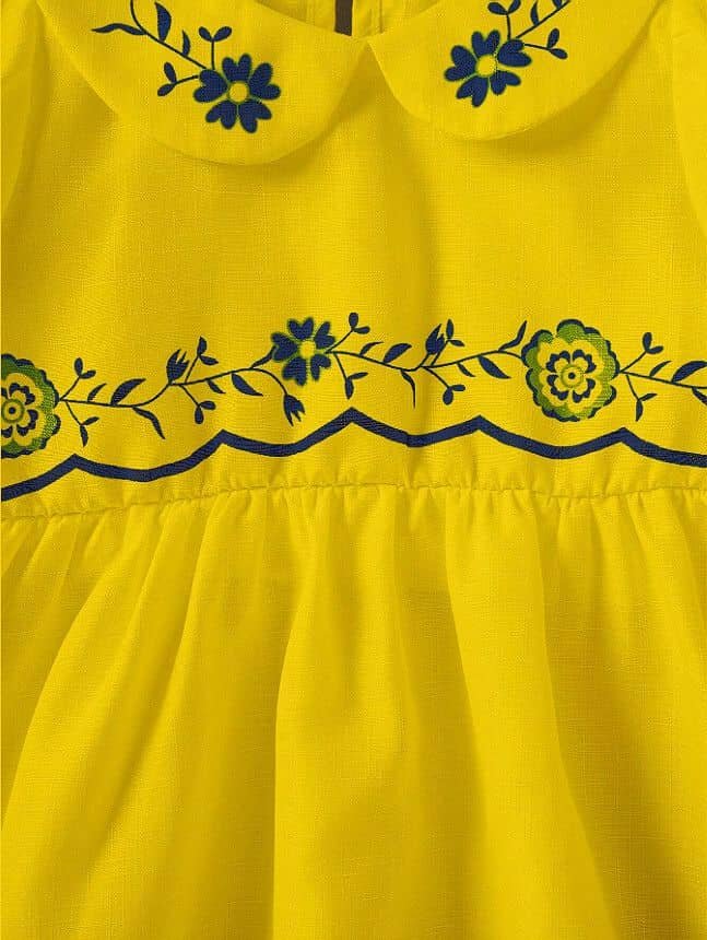 & Viscose Dress For Baby Girls ( Pack of 1 , Yellow ) - Image 4