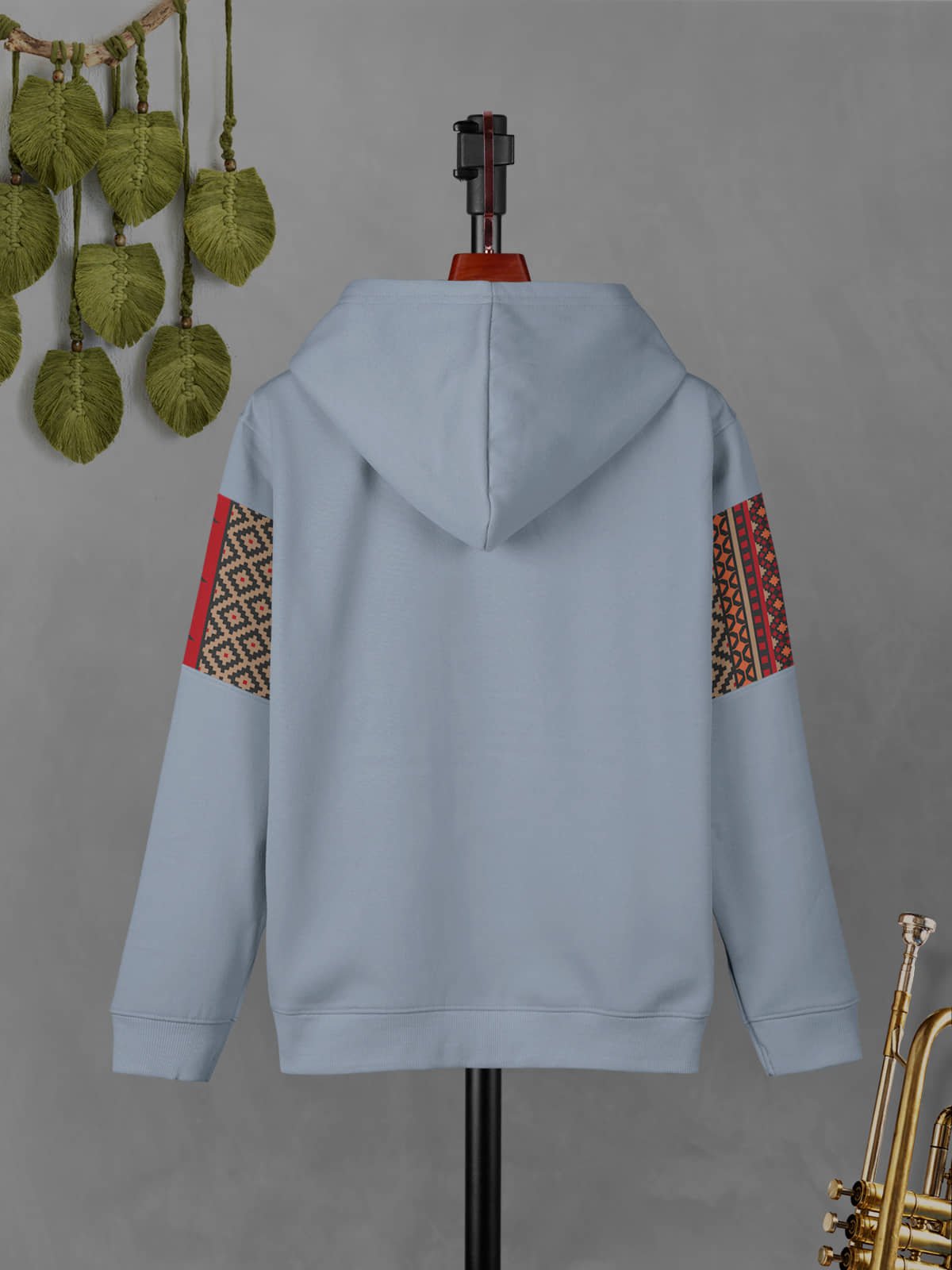 Printed Cotton Blend Hoodie Sweatshirt for Boys - Pack of 2 Bluish Grey_Navy Blue - Image 3