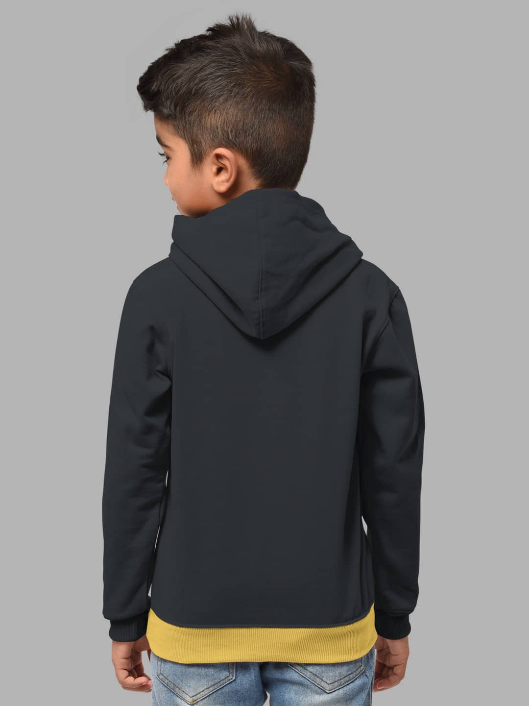 Boys Regular Fit Fulsleeve Hooded Sweatshirt with Rib - Combo Pack of 2 - Dark Grey_Navy Blue - Image 3
