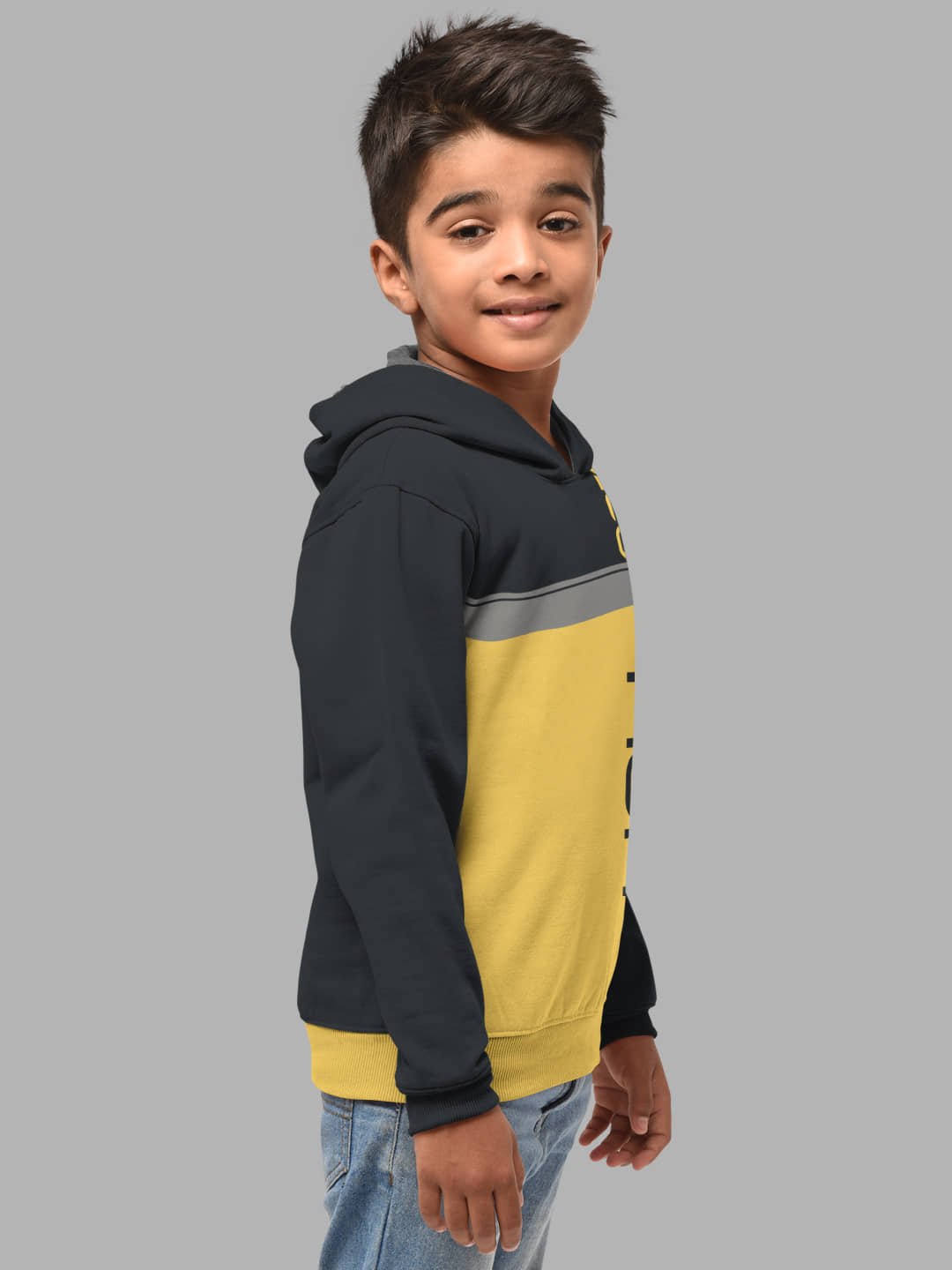 Boys Regular Fit Fulsleeve Hooded Sweatshirt with Rib - Combo Pack of 2 - Dark Grey_Navy Blue - Image 4