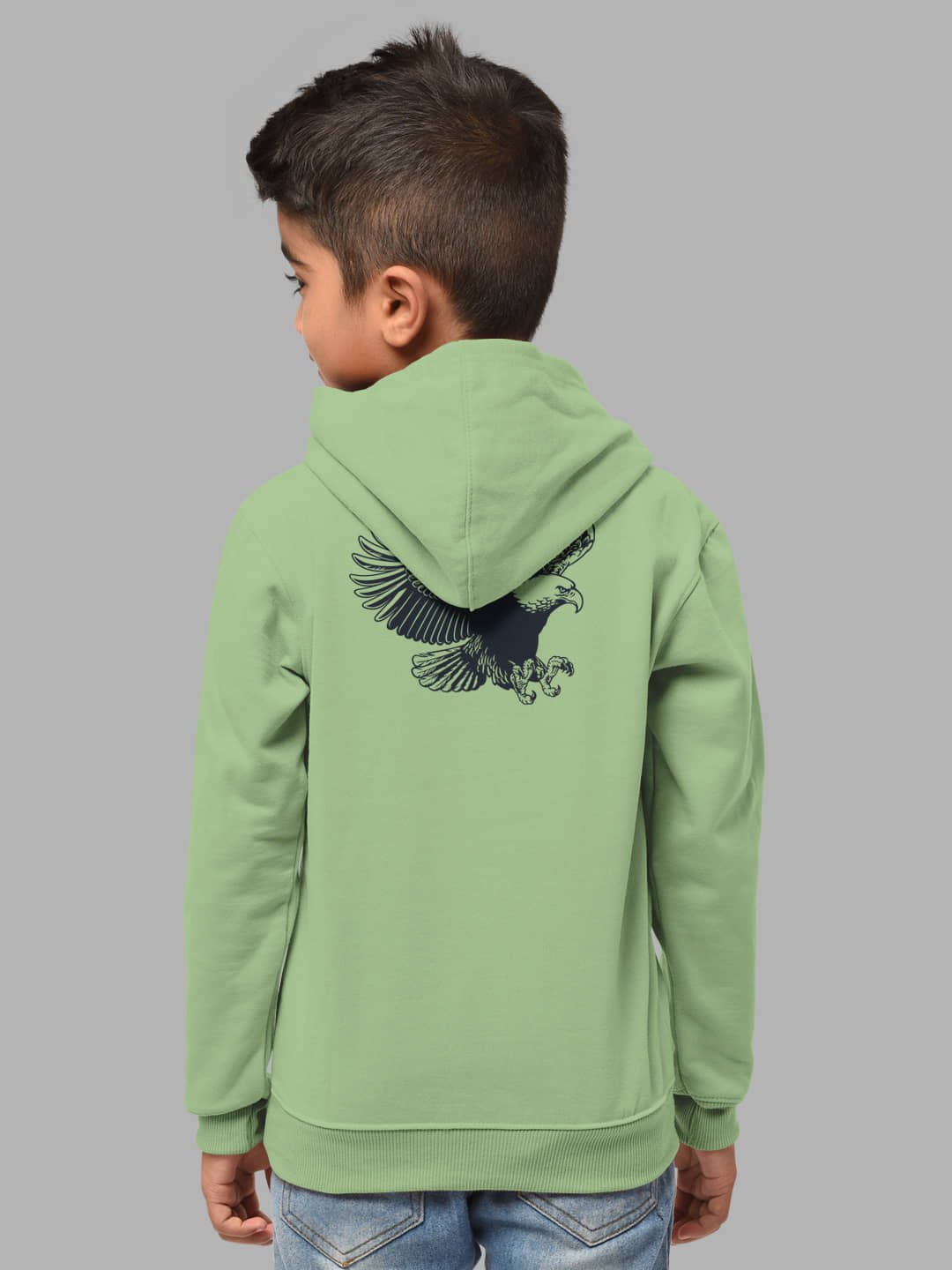 Boys Regular Fit Fulsleeve Hooded Sweatshirt with Rib - Combo Pack of 2 - Light Green_Taupe - Image 3