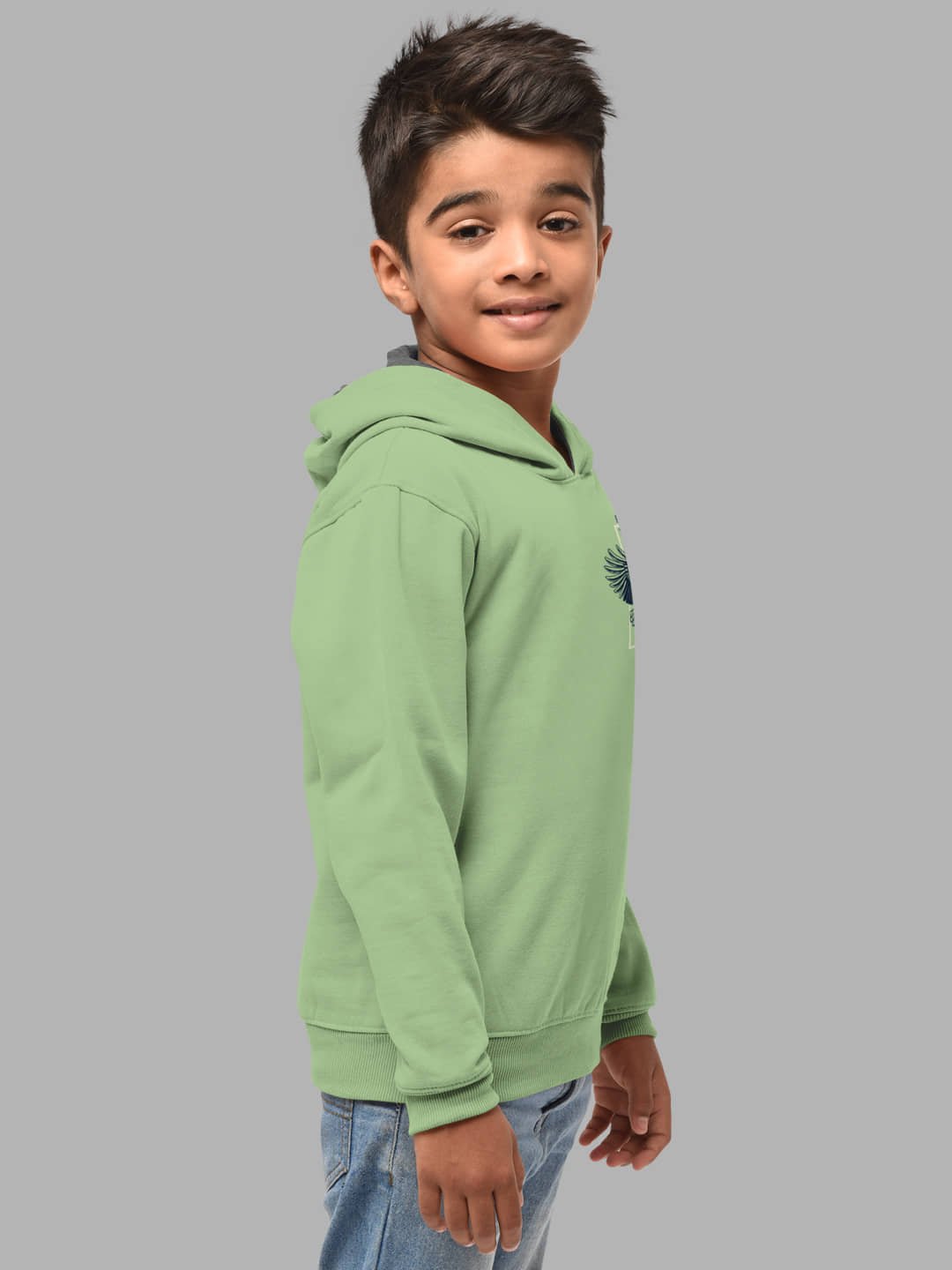 Boys Regular Fit Fulsleeve Hooded Sweatshirt with Rib - Combo Pack of 2 - Light Green_Taupe - Image 4