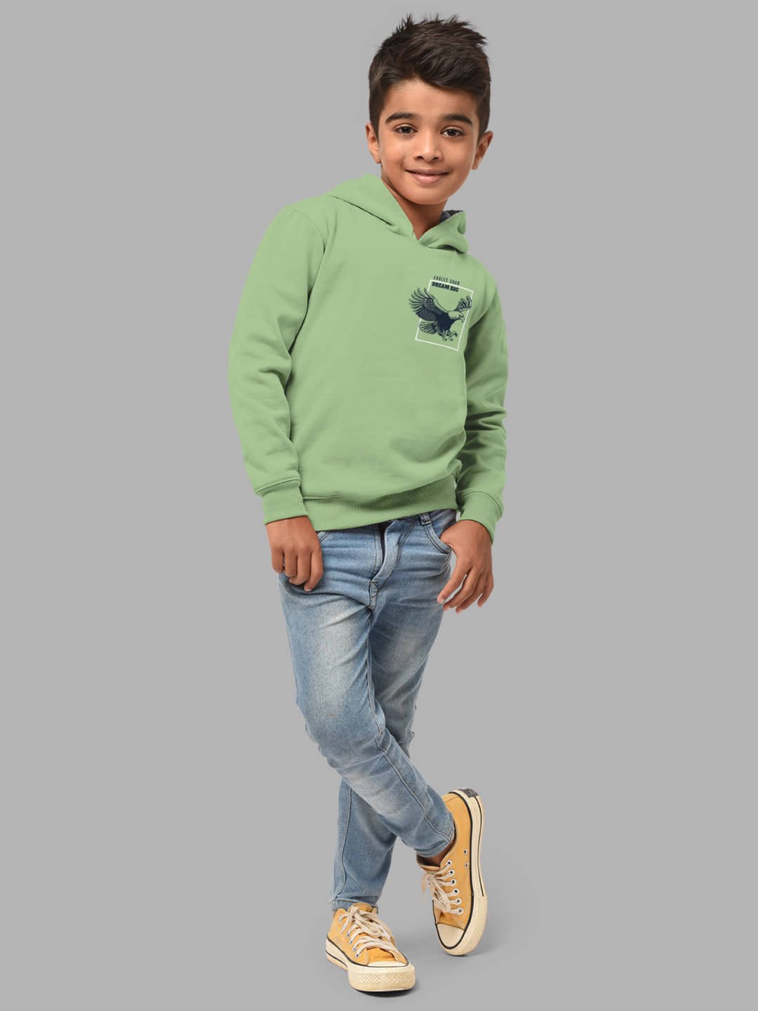 Boys Regular Fit Fulsleeve Hooded Sweatshirt with Rib - Combo Pack of 2 - Light Green_Taupe - Image 5