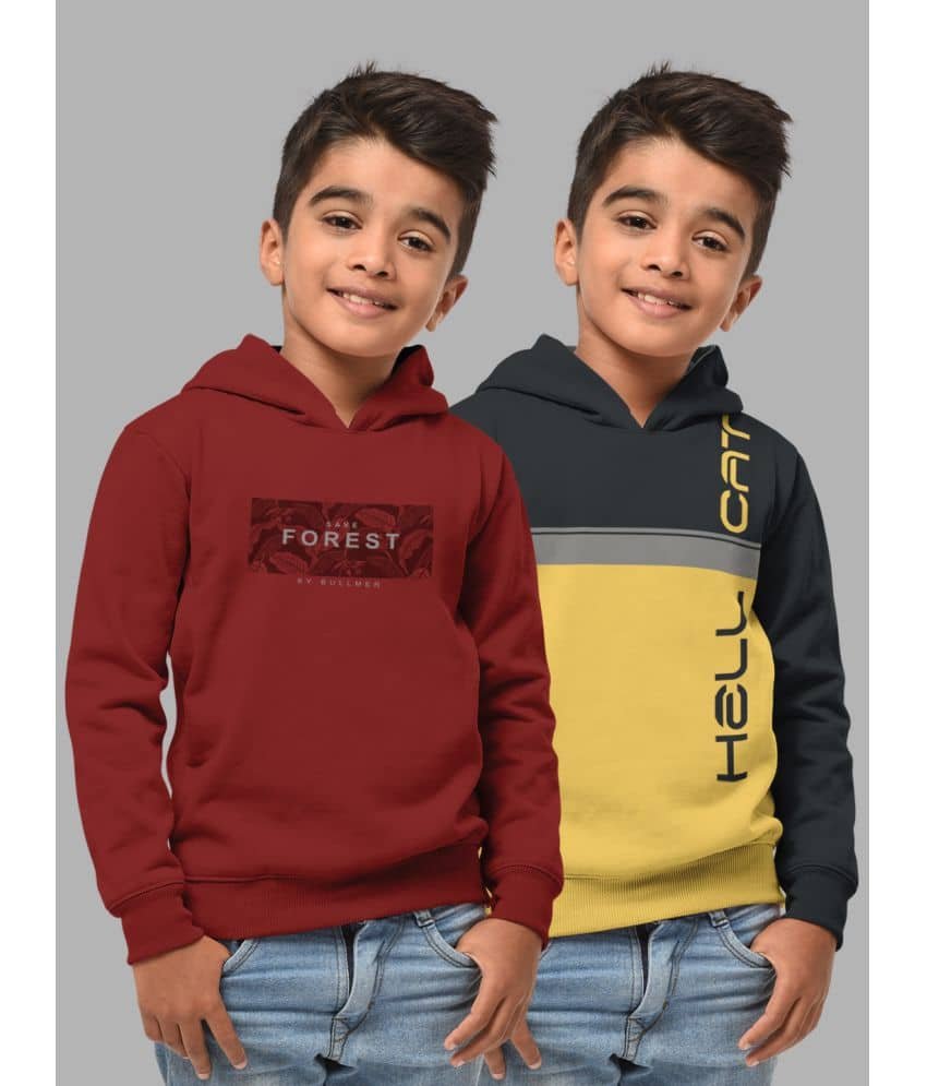 Boys Regular Fit Fulsleeve Hooded Sweatshirt with Rib - Combo Pack of 2 - Rust_Dark Grey