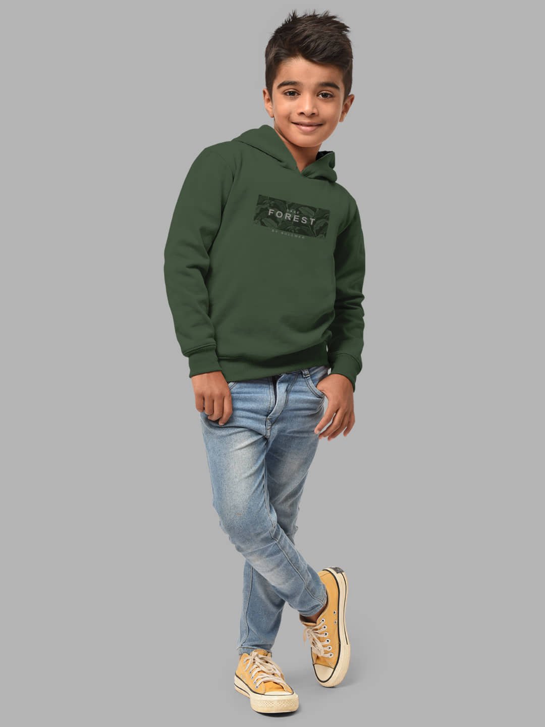 Boys Cotton Blend Hooded Neck Sweatshirt (HFT-S22HH2-BU_OL-$Parent_Olive_Burgundy_13 Years-14 Years) - Image 5