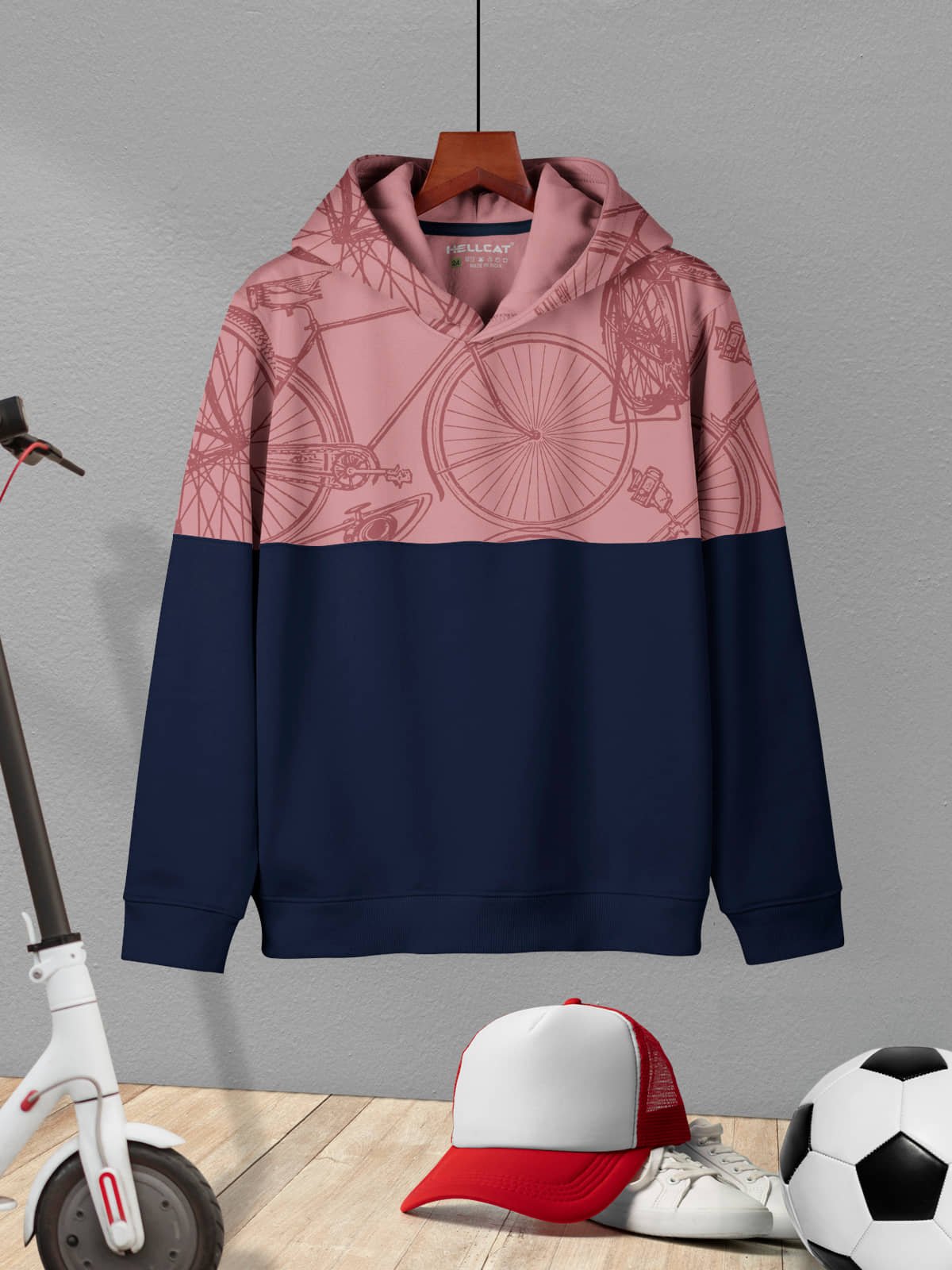 Trendy Printed Cotton Blend Hoodie Sweatshirt for Boys_Taupe