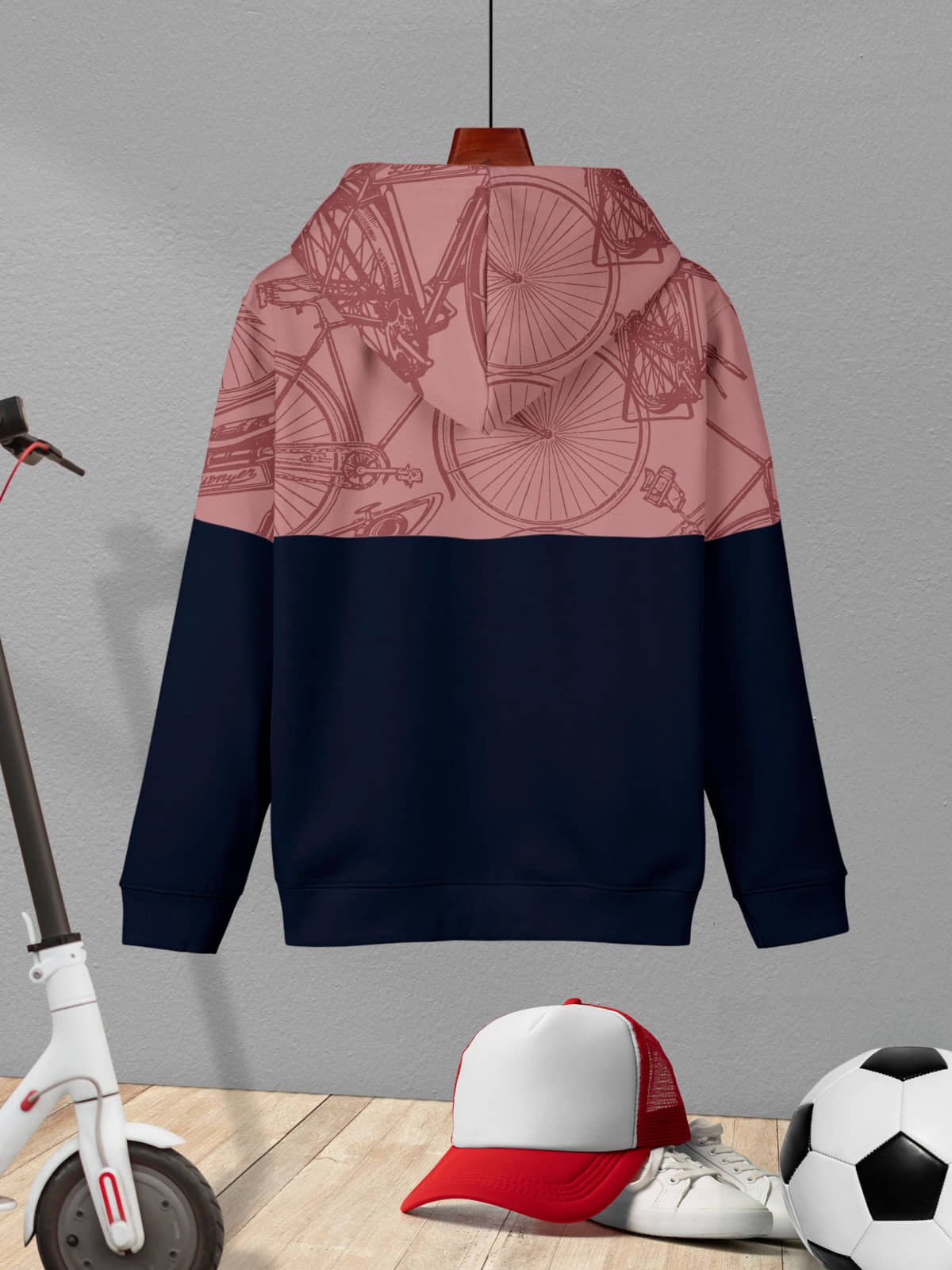 Trendy Printed Cotton Blend Hoodie Sweatshirt for Boys_Taupe - Image 3