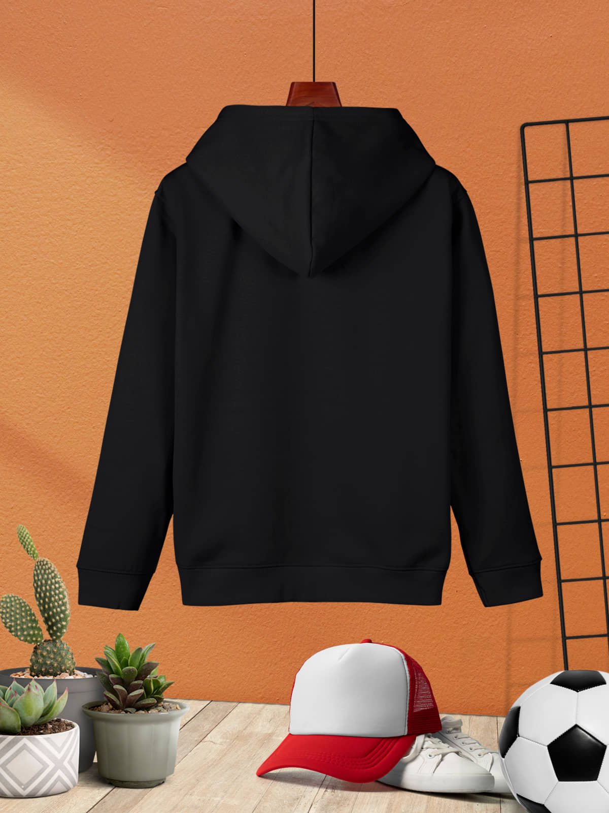 Trendy Printed Cotton Blend Hoodie Sweatshirt for Boys_Black - Image 3
