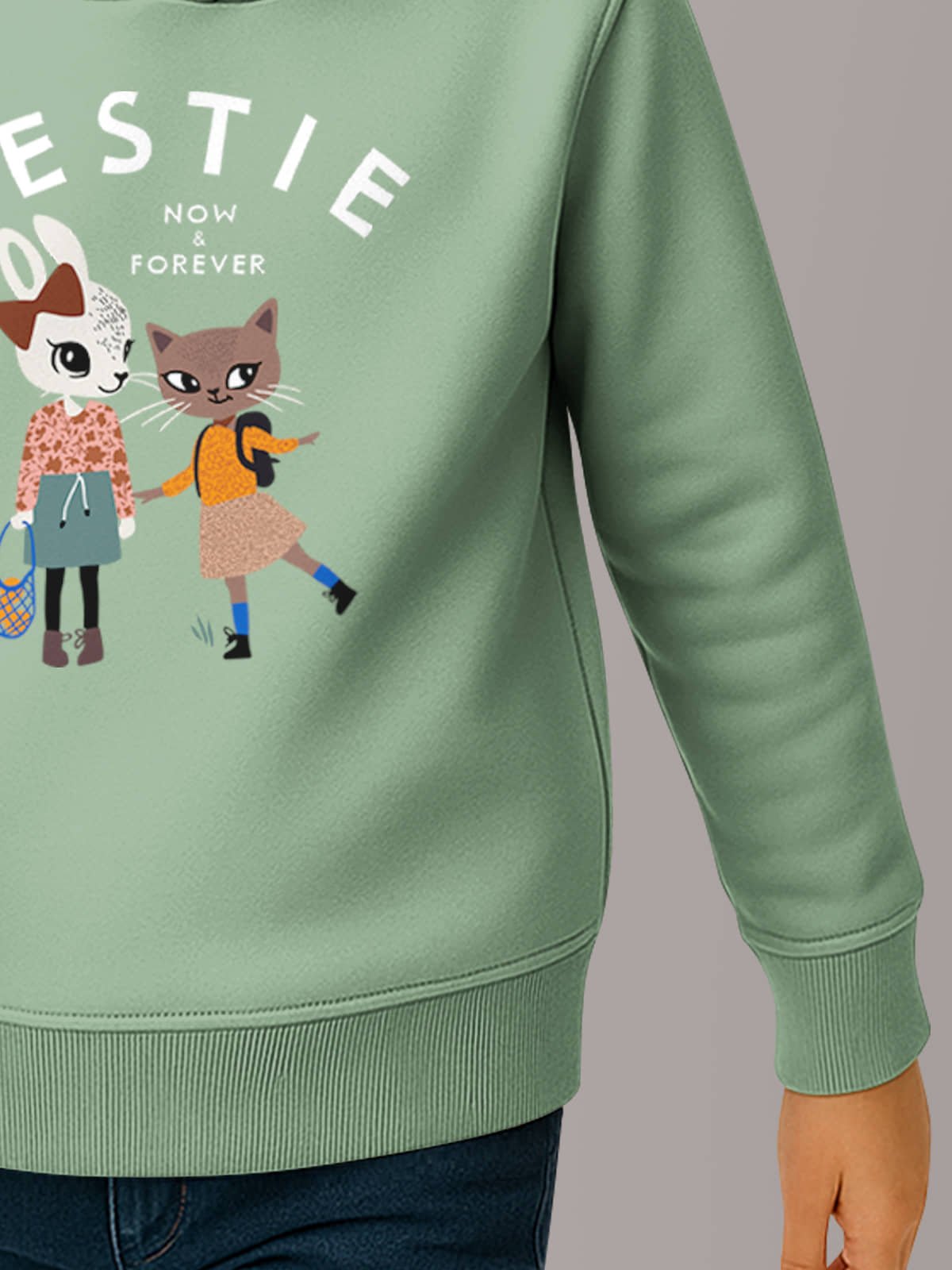 Trendy Cotton Blend Hoodie Sweatshirt for Girls - Pack of 1_Sea Green_3-4Years - Image 2