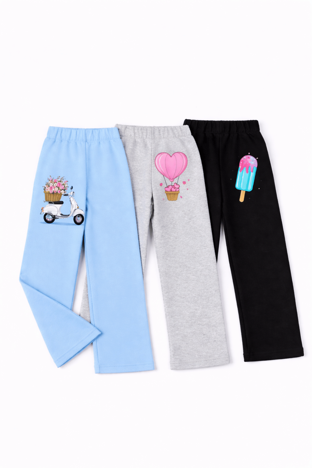 Pack of 3 Girls 100% Cotton Trackpants ( Colors )