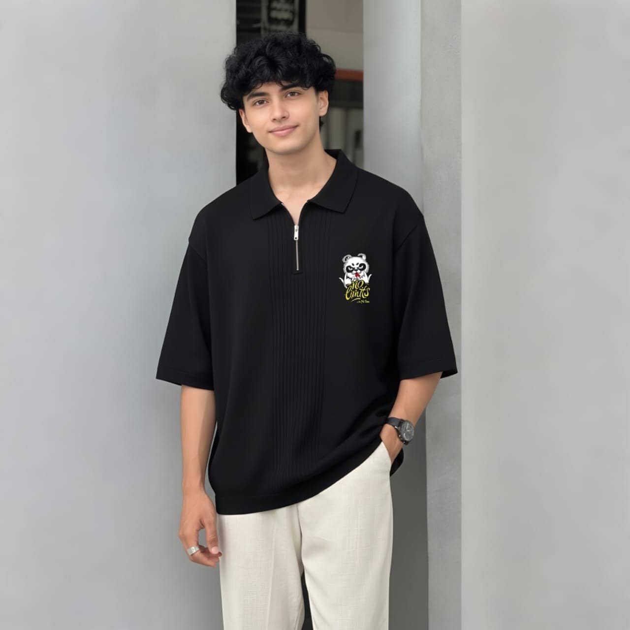 Pack of 1 Boys Cotton T-Shirt ( Black ) - Image 2