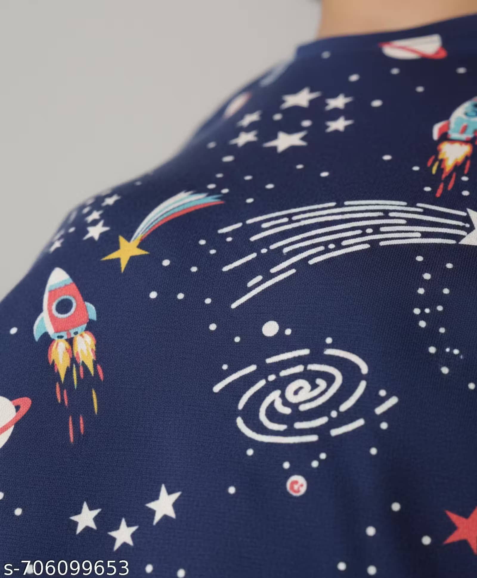 Heticlex Pack of 1 Boys Cotton Blend Nightsuit Set ( Navy Blue ) - Image 4