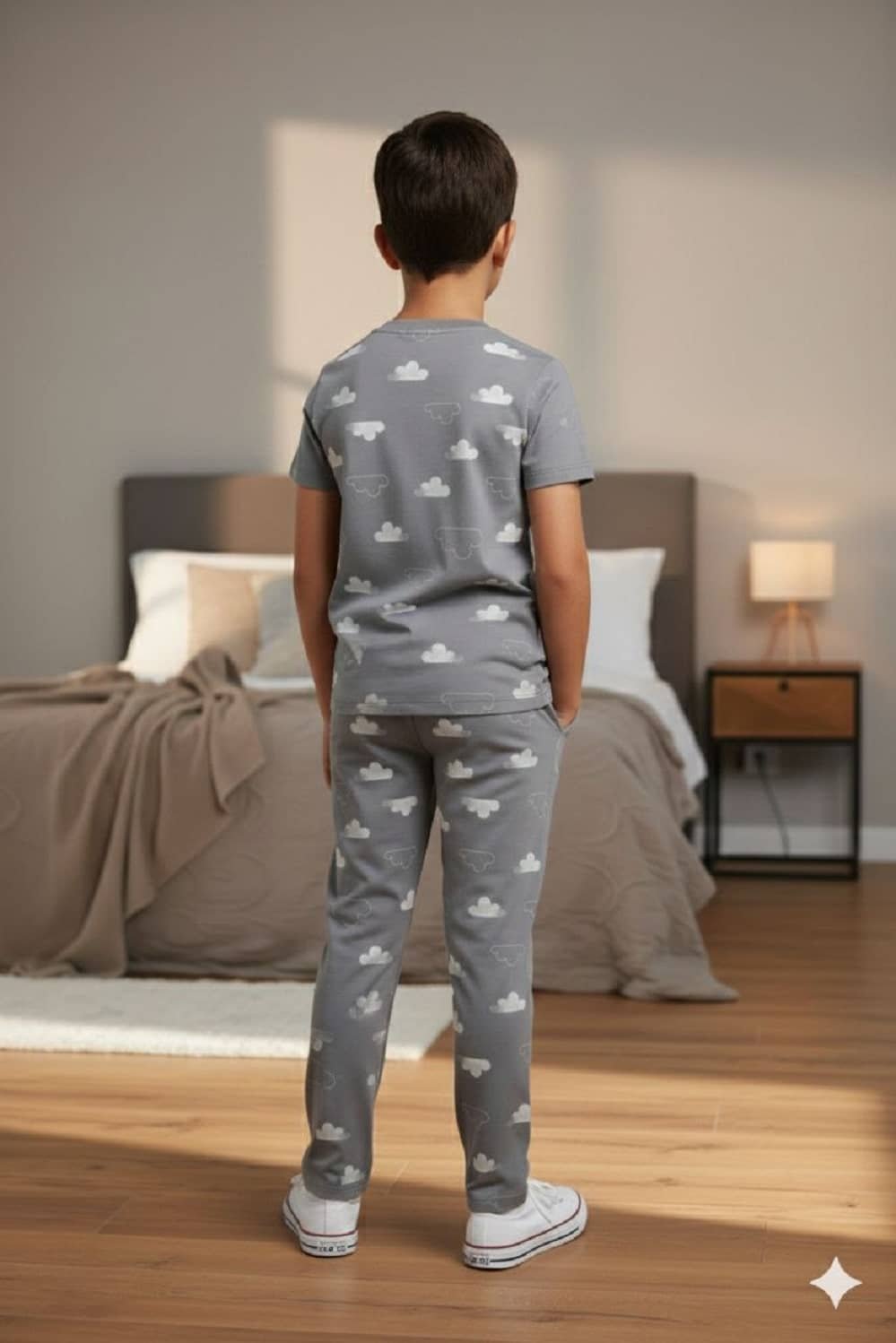 Heticlex Pack of 1 Boys Cotton Blend Nightsuit Set ( Grey ) - Image 2