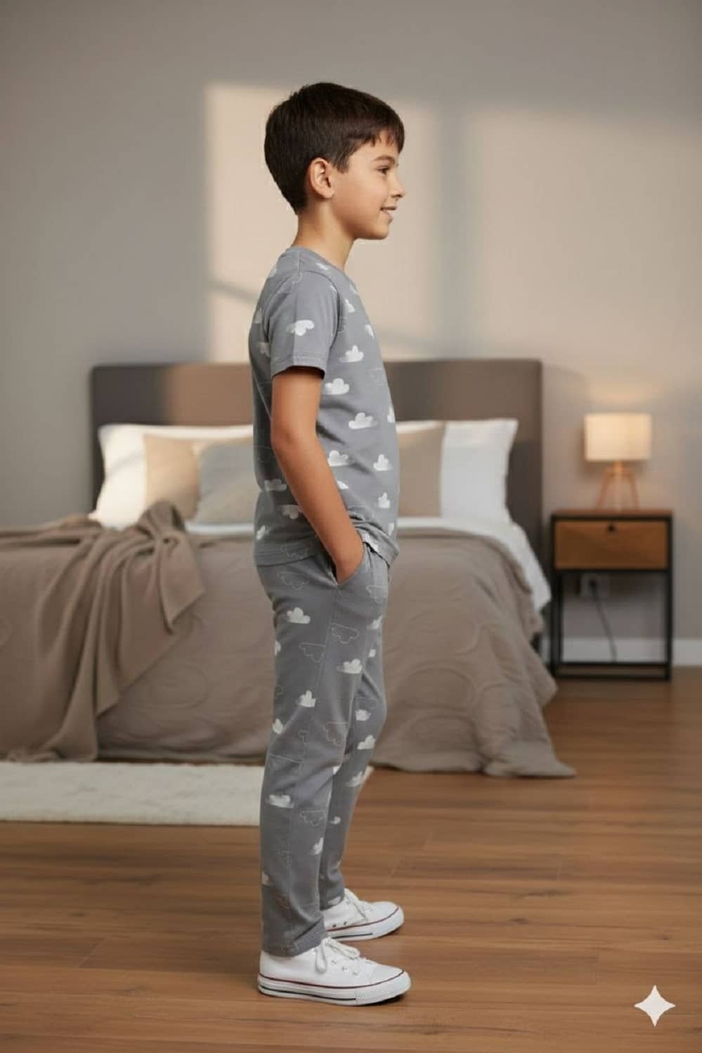 Heticlex Pack of 1 Boys Cotton Blend Nightsuit Set ( Grey ) - Image 3