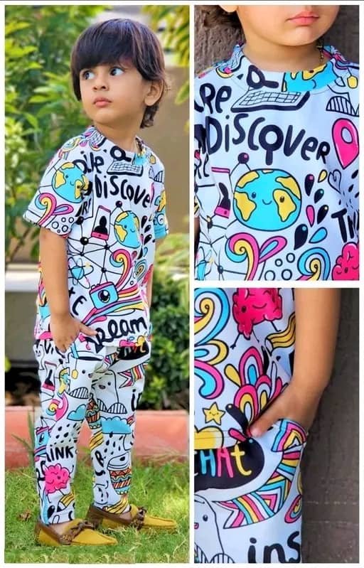 Heticlex Pack of 1 Boys Cotton Blend Nightsuit Set ( White ) - Image 4