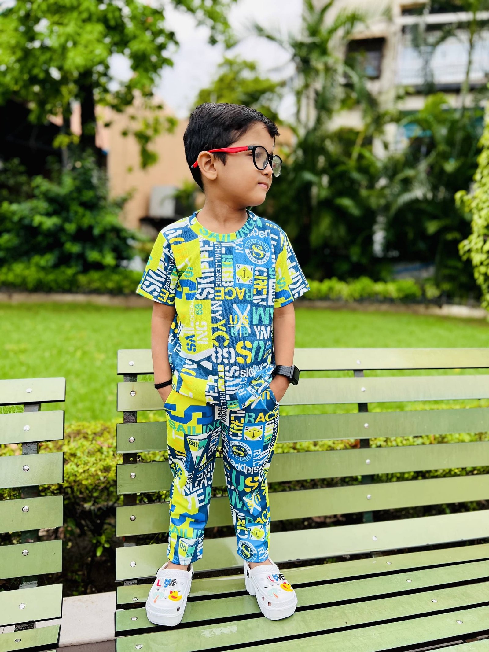 Heticlex Pack of 1 Boys Cotton Blend Nightsuit Set ( Neon Green ) - Image 2