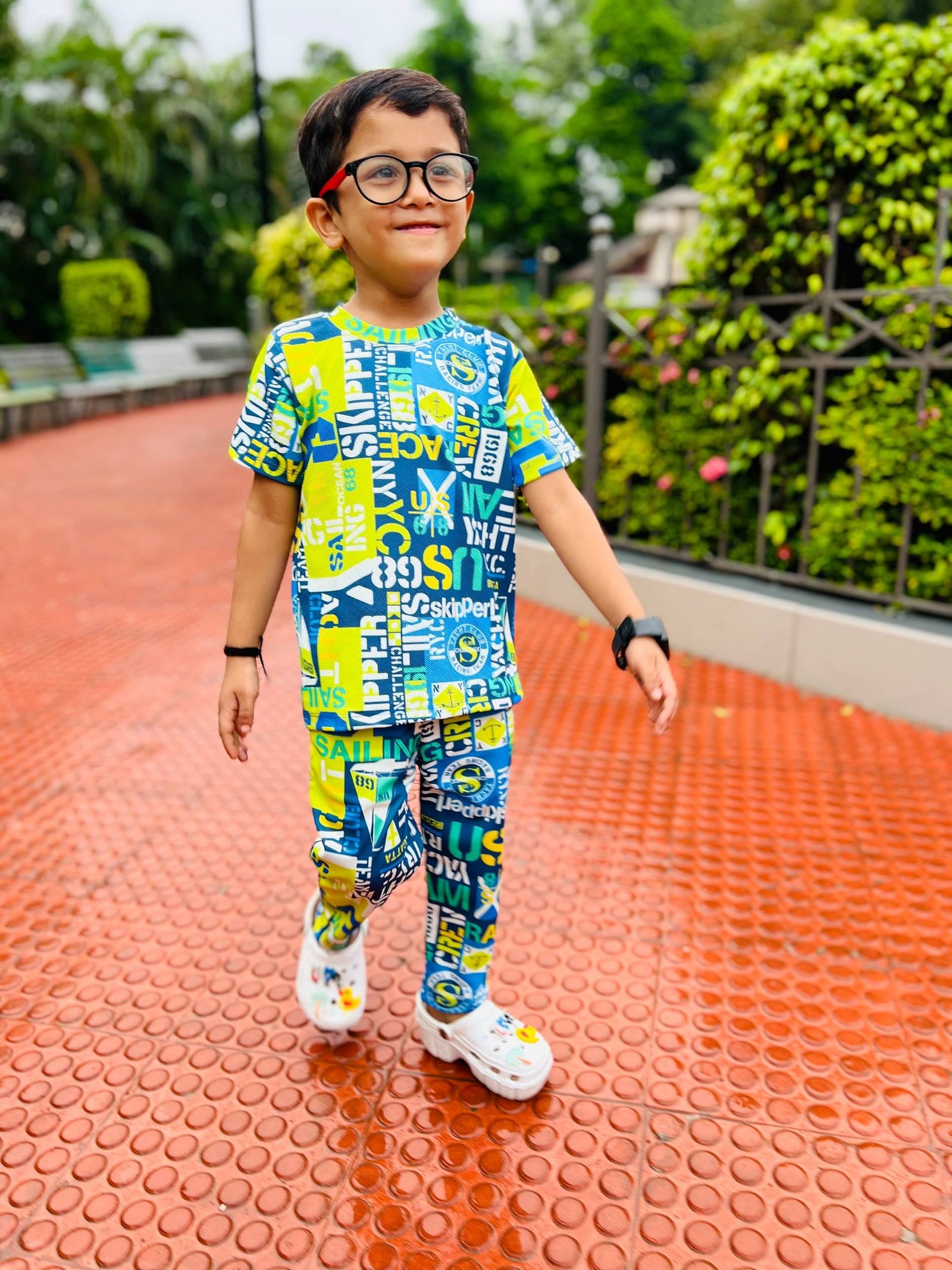 Heticlex Pack of 1 Boys Cotton Blend Nightsuit Set ( Neon Green ) - Image 3