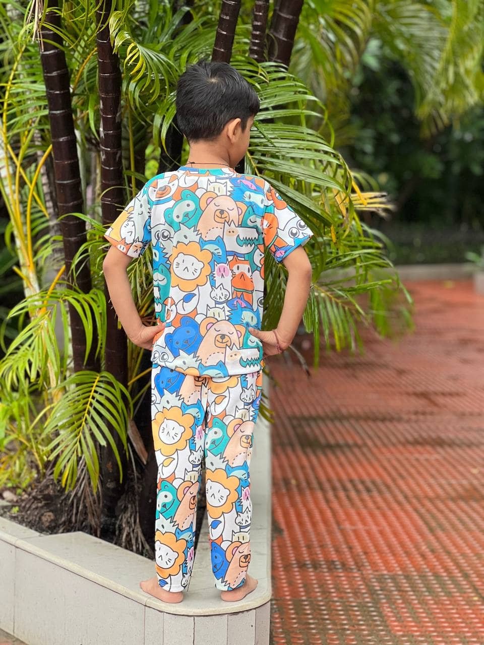Heticlex Pack of 1 Boys Cotton Spandex Tshirt & Pajama Set ( Multicolor 2 ) - Image 2